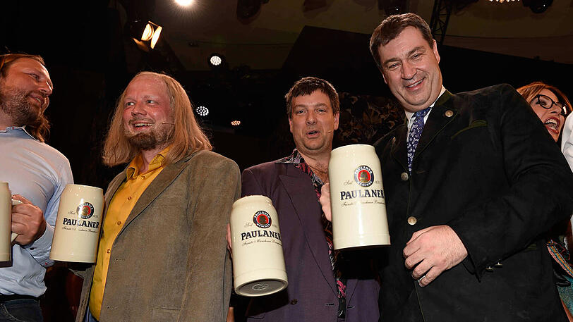Markus Söder mit Doppelgänger Stephan Zinner, Anton Hofreiter und Wowo Habdank