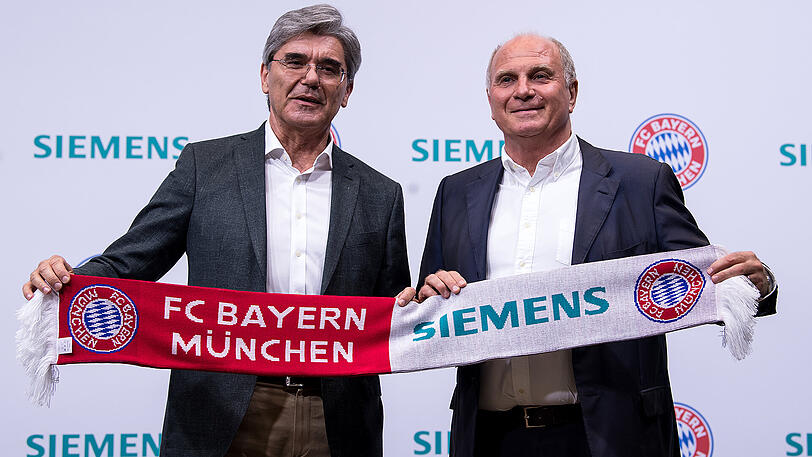 Joe Kaeser, der Vorstandsvorsitzende der Siemens AG (links) und Uli Hoeneß, der Präsident des FC Bayern.
