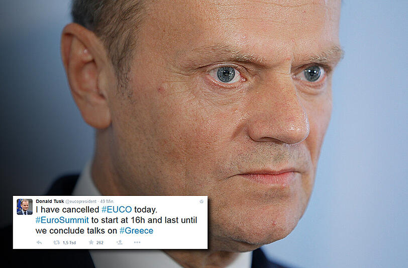 EU-Ratspräsident Donald Tusk hat am Sonntag das geplante Sondertreffen der 28 EU-Staaten via Twitter abgesagt.