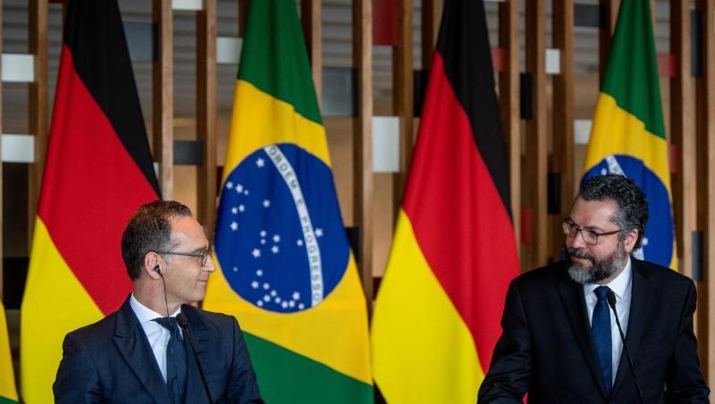 Außenminister Heiko Maas (l.) und sein brasilianischer Amtskollege Ernesto Araujo vor der Presse. Außenminister Heiko Maas (l.) und sein brasilianischer Amtskollege Ernesto Araujo vor der Presse.
