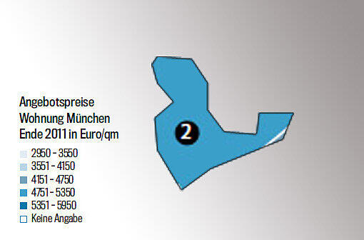 Die Quadratmeterpreise in den Stadtvierteln. Je dunkler das blau, desto teurer die Wohnungen. Alles unter 4000 Euro ist heute günstig. Checken Sie Ihr Viertel. Einfach weiterklicken!