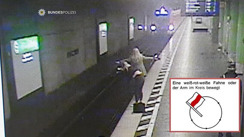 Durch Warnzeichen konnten diese beiden unbekannten Frauen den einfahrenden S-Bahn-Fahrer rechtzeitig warnen.