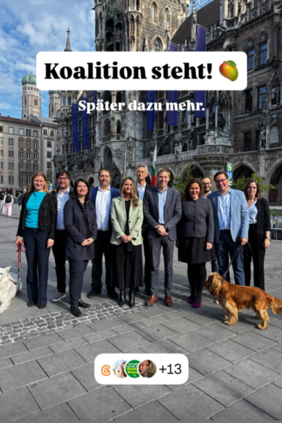 M&uuml;nchen hat eine neue Koalition &ndash; auf seinem Instagram-Account hat Neu-OB Dominik Krause (Gr&uuml;ne) ein erstes Foto dazu in seiner Story ver&ouml;ffentlicht.