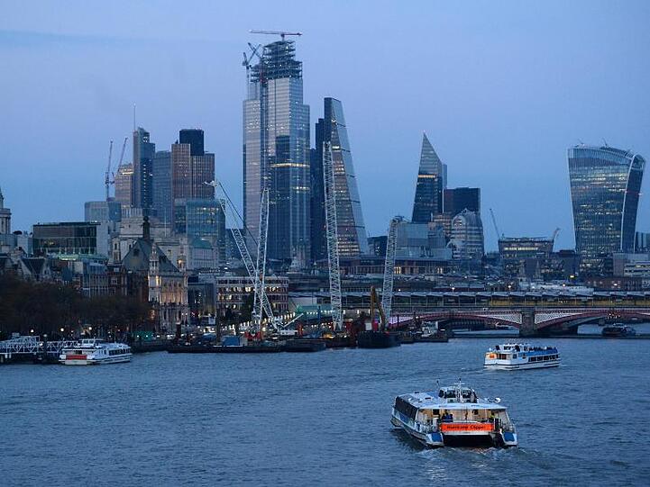 Die Skyline des Bankenviertels City of London.