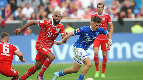 Am Samstag erwartet der FC Bayern um Eric-Maxim Choupo-Moting (l.) die TSG Hoffenheim mit Christoph Baumgartner.