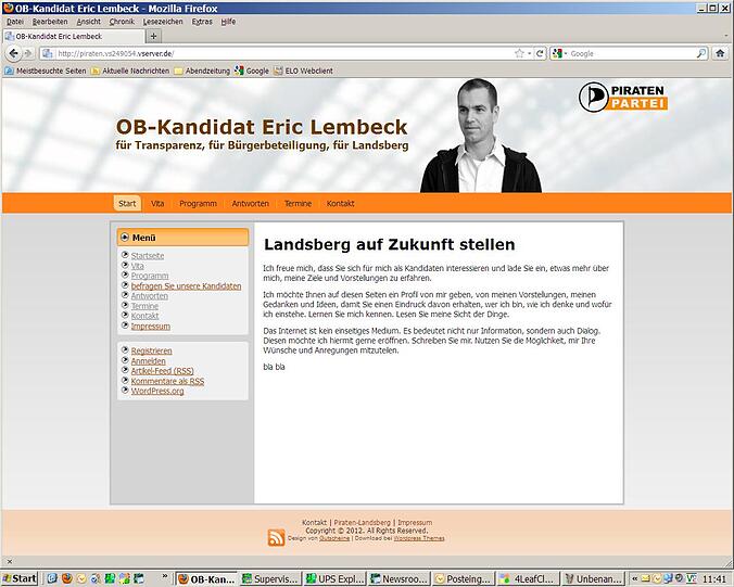 Wer gestern die Homepage von Eric Lembeck besuchte, fand viel Leere und &bdquo;Blabla&ldquo; &ndash; nach dem AZ-Anruf war diese Seite zunächst nicht mehr abrufbar.