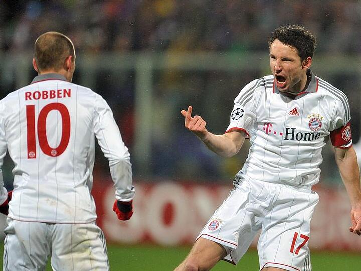 Die beiden Torschützen in Florenz: Arjen Robben (li.) und Mark van Bommel.