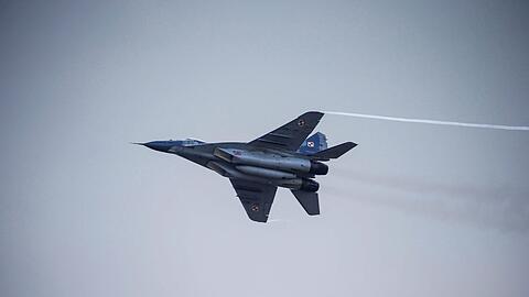 Ein MiG-29-Kampfjet der polnischen Luftwaffe bei einer Luftfahrt-Schau.