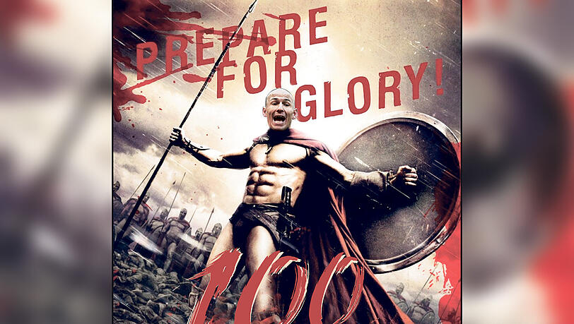 Arjen Robben im Look des Kinofilms "300". Er jagt mit dem FC Bayern den Torrekord von "100". Arjen Robben im Look des Kinofilms "300". Er jagt mit dem FC Bayern den Torrekord von "100".