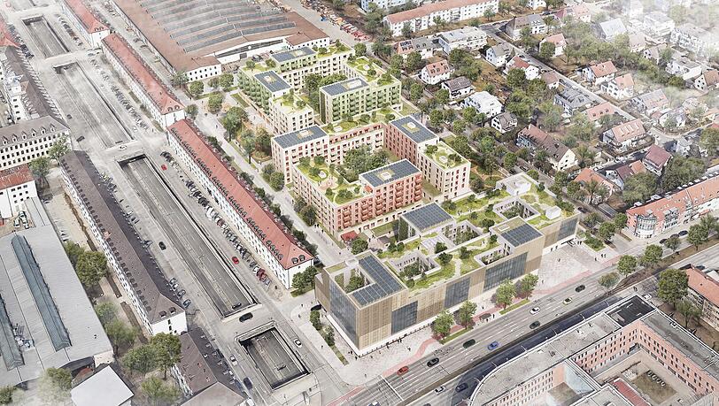 Aus der Luft gesehen: So soll das neue Quartier auf dem ehemaligen McGraw-Gelände aussehen, wenn es einmal fertig ist. Links die Tegernseer Landstraße, unten die Stadelheimer Straße. Aus der Luft gesehen: So soll das neue Quartier auf dem ehemaligen McGraw-Gelände aussehen, wenn es einmal fertig ist. Links die Tegernseer Landstraße, unten die Stadelheimer Straße.