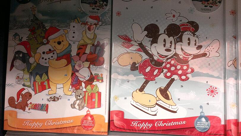 Mickey, Minnie und Winnie Puuh: Adventskalender gibt's auch schon.
