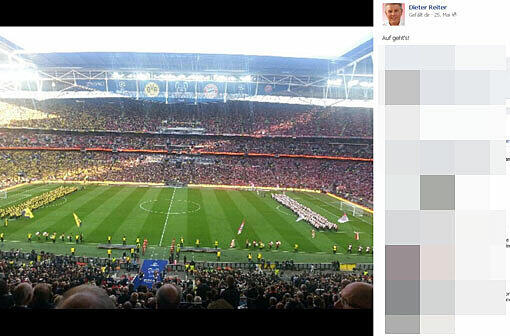Top-Plätze beim Champions-League-Finale in Wembley: Dieter Reiter postet Fotos von seiner Sicht auf das Spielfeld bei Facebook.