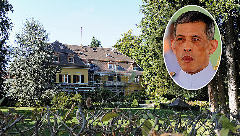 Die Rückseite der Villa des thailändischen Kronprinzen Maha Vajiralongkorn in Tutzing am Starnberger See, von der Uferpromenade aus gesehen. Der Prinz hat die herrschaftliche Villa gekauft. Das Areal ist 5600 Quadratmeter groß, hat alten Baumbestand und ein Bootshaus am See. Die Rückseite der Villa des thailändischen Kronprinzen Maha Vajiralongkorn in Tutzing am Starnberger See, von der Uferpromenade aus gesehen. Der Prinz hat die herrschaftliche Villa gekauft. Das Areal ist 5600 Quadratmeter groß, hat alten Baumbestand und ein Bootshaus am See.
