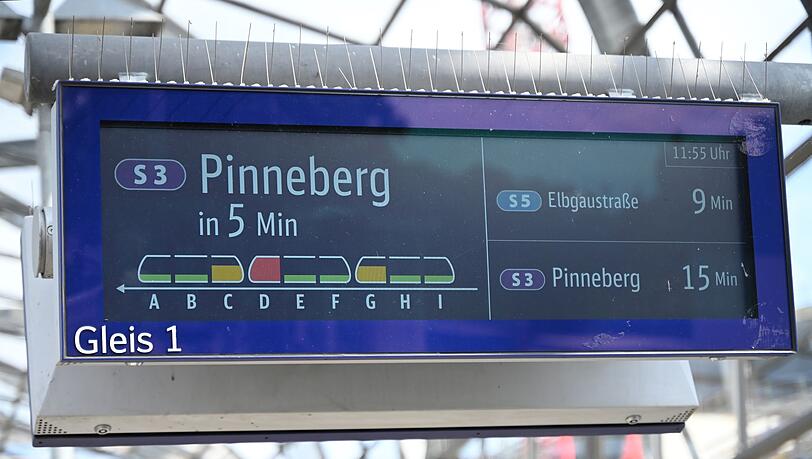 In Hamburg informiert eine Anzeige über die Auslastung einer S-Bahn.
