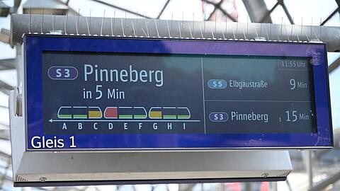 In Hamburg informiert eine Anzeige über die Auslastung einer S-Bahn.