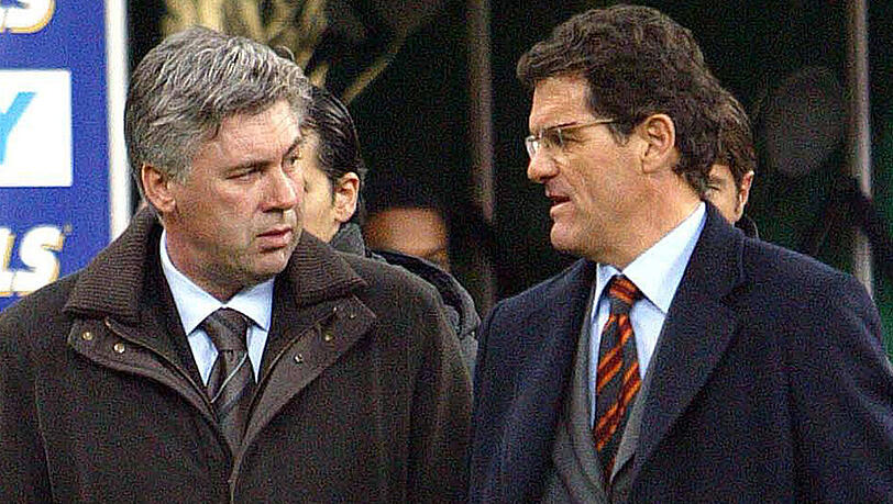 Sie kennen sich schon sehr lange: Carlo Ancelotti (links) 2004 als Trainer des AS Rom und Fabio Capello als Trainer des AC Mailand. Sie kennen sich schon sehr lange: Carlo Ancelotti (links) 2004 als Trainer des AS Rom und Fabio Capello als Trainer des AC Mailand.