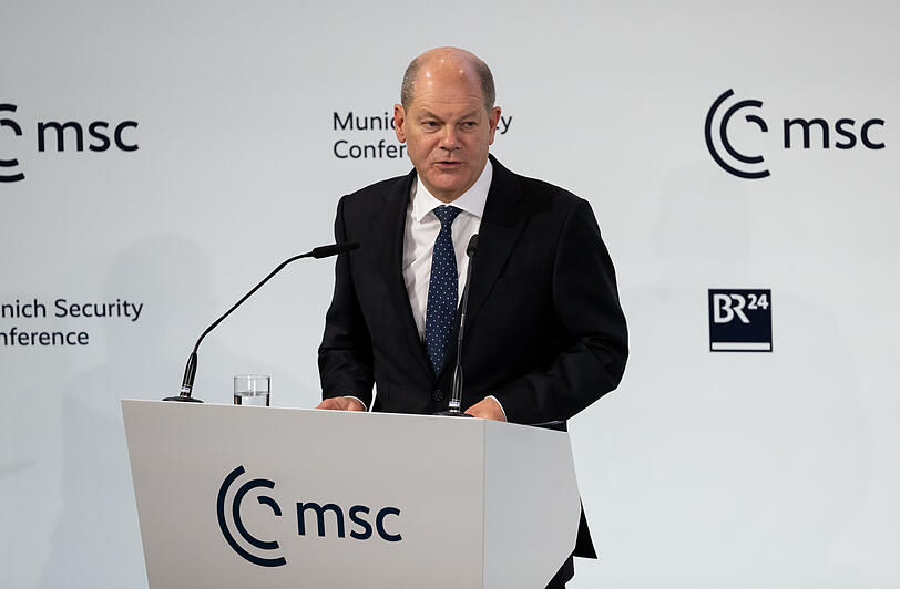 Bundeskanzler Olaf Scholz bei der Siko-Eröffnung am Freitag.
