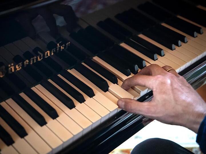 Ein Flügel der Wiener Klavierfabrik Bösendorfer steht im Wohnzimmer der Familie Zeitler. Foto: Sina Schuldt/dpa/Archivbild