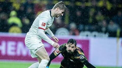 Machte mit Leipzig durch das 3:3 in Dortmund einen großen Schritt Richtung Herbstmeisterschaft: RB-Doppeltorschütze Timo Werner (l).