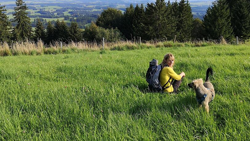 Bei einer Wanderung zum Auerberg d&uuml;rfen Hunde auch gern mal ohne Leine laufen.
