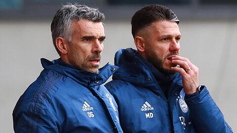 Schneller in der gemeinsamen Verantwortung: Danny Schwarz (l.) und Martin Demichelis. (Archivbild)