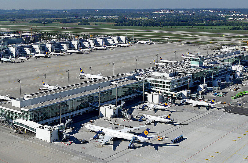 So sieht das Satellitenterminal am Flughafen München aus.