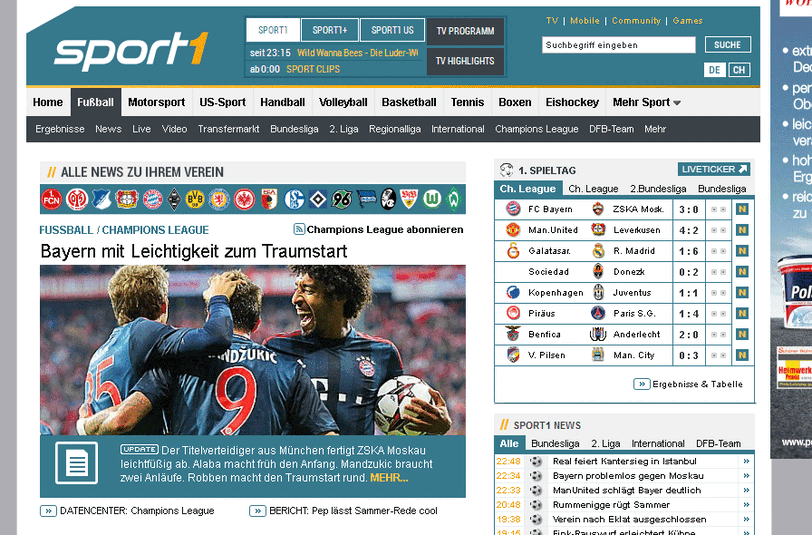 "Bayern mit Leichtigkeit zum Traumstart", schrieb sport1.de