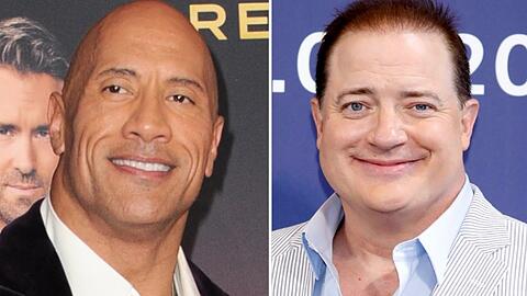 Dwayne "The Rock" Johnson (links) freut sich über den immensen Erfolg seines einstigen "Die Mumie"-Co-Stars Brendan Fraser am Lido.