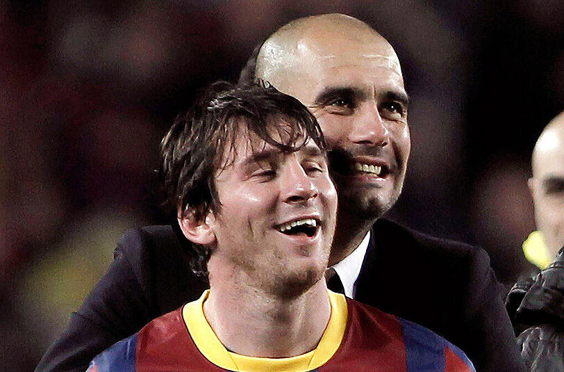 Zwischen 2008 und 2012 trainierte Guardiola den FC Barcelona und Lionel Messi.