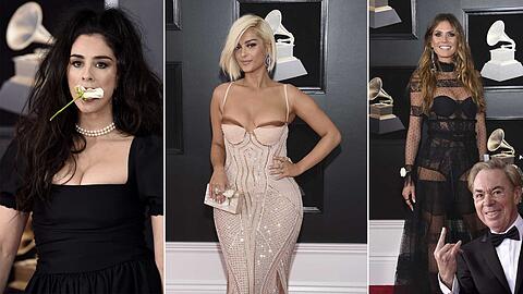 Die Grammys im Zeichen von #Meetoo und #Times-up. Viele Künstlerinnen trugen eine weiße Rose: Heidi Klum als Armband, Sarah Silverman auch im Mund. Die Bilder der Grammys.