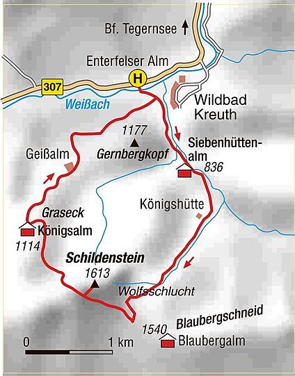 Die Wanderroute: Königsalm und Schildenstein