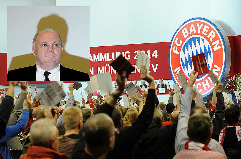 Die Jahreshauptversammlung des FC Bayern München wurde auch zu einer Demo für den abwesenden Uli Hoeneß.