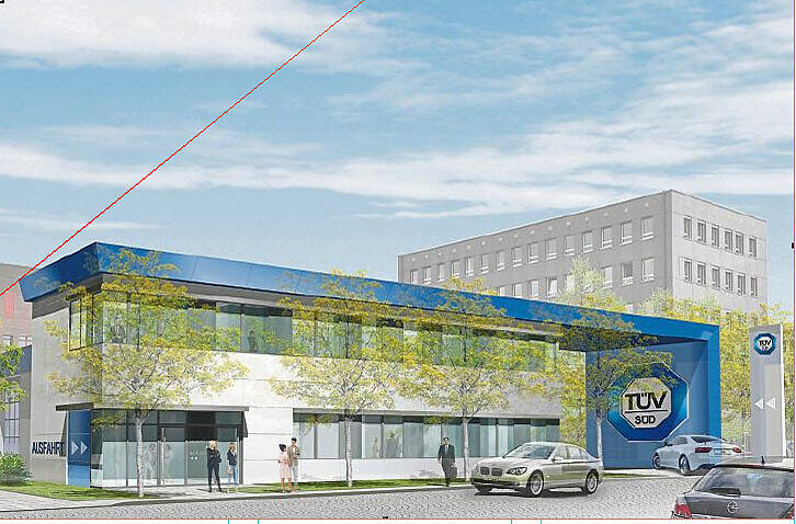 Das geplante neue Tüv-Süd-Service-Center in der Eichstätter Straße.