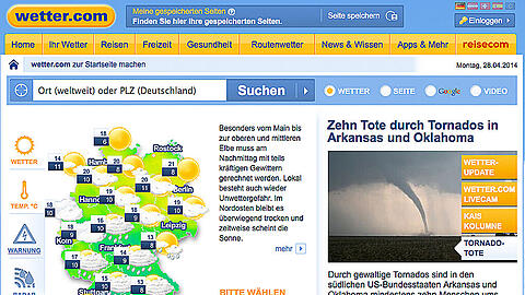 Die Webseite wetter.com wurde mit der Note 2,4 Testsieger. Hier gab es die besten Vorhersagen aber auch viel nervige Werbung.