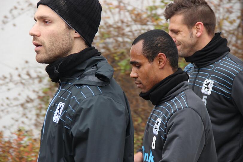 Leonardo am Diensatg im Lauftraining neben Gary Kagelmacher (links) und Gui Vallori