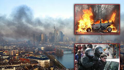 Brennende Barrikaden, Autos in Flammen, vermummte Steinewerfer - die Demonstrationen der Blockupy-Aktivisten geraten in Frankfurt außer Kontrolle. Die Bilder.