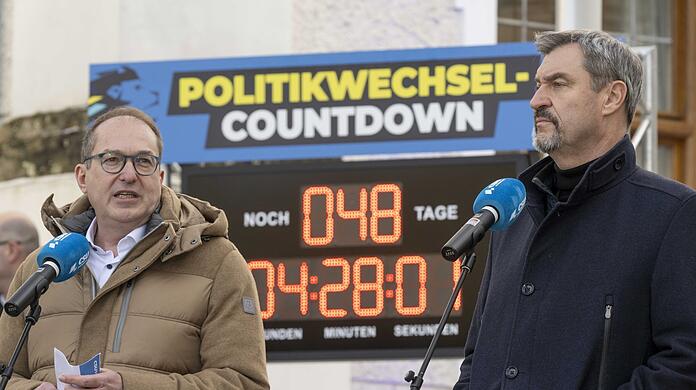 Alexander Dobrindt (l.) und Markus Söder geben ein gemeinsames Pressestatement.