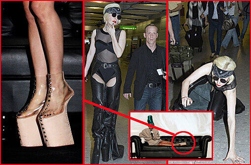 Achtung, Lady Gaga! Nicht wieder auf die Nase fallen. Wieder hat die Pop-Queen die schrägsten Schuhe an. In London ist ihr der Schuh-Tick schon einmal zum Verhängnis geworden...
