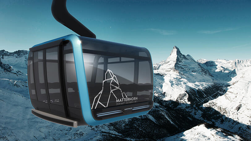 Designer-Gondeln am Matterhorn: Die neue Seilbahn verbessert auch den Komfort im Skigebiet.