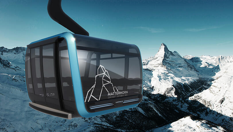 Designer-Gondeln am Matterhorn: Die neue Seilbahn verbessert auch den Komfort im Skigebiet. Designer-Gondeln am Matterhorn: Die neue Seilbahn verbessert auch den Komfort im Skigebiet.