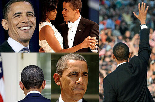 Seit 2009 ist Barack Obama US-Präsident. Das Haar wird grau, aber er hält sich fit. Pünktlich zu seinem 50. Geburtstag: Die Bilder aus drei Amtsjahren.