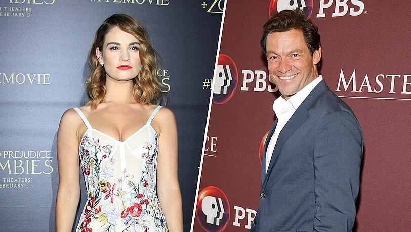Lily James und Dominic West stehen gerade für die Romanverfilmung "The Pursuit Of Love" vor der Kamera. Lily James und Dominic West stehen gerade für die Romanverfilmung "The Pursuit Of Love" vor der Kamera.