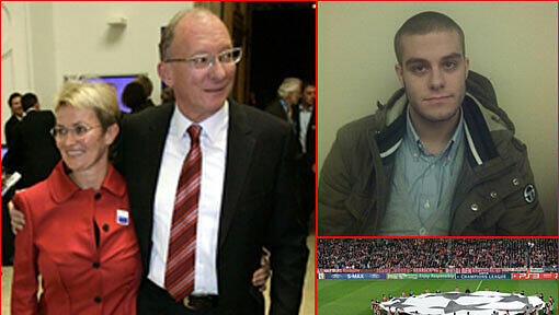 Dorle Maget mit ihrem Mann, SPD-Politiker Franz Maget. Vorm Spiel der Bayern gegen Inter Mailand im März 2011 (kl. Bild) hat sie eine Polizei-Aktion beobachtet: Andrea Nicolosi (r. oben) sagt, dass ein Polizist ihn getreten haben soll. Dorle Maget mit ihrem Mann, SPD-Politiker Franz Maget. Vorm Spiel der Bayern gegen Inter Mailand im März 2011 (kl. Bild) hat sie eine Polizei-Aktion beobachtet: Andrea Nicolosi (r. oben) sagt, dass ein Polizist ihn getreten haben soll.