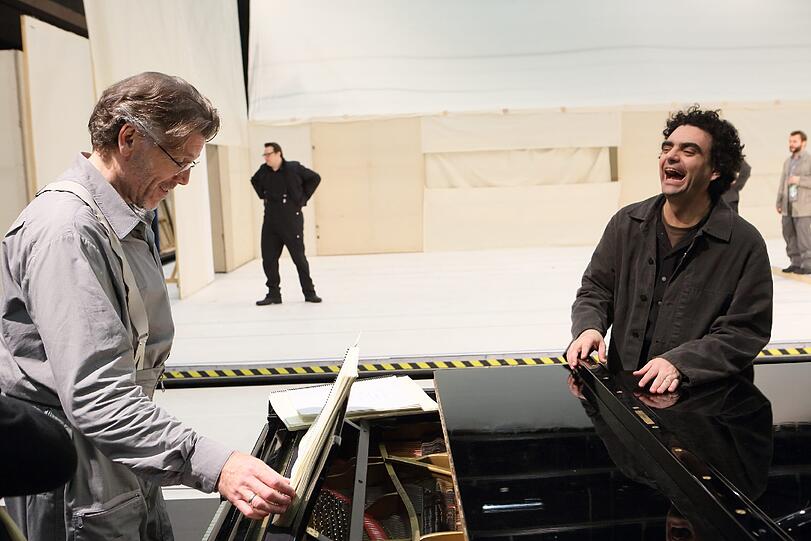 Thomas Hampson und Rolando Villazón bei einer Probe.
