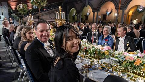 Han Kang beim Bankett der Nobelpreisträger in Stockholm am 10. Dezember 2024.