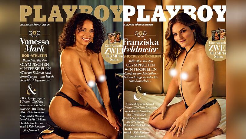 Doppeltes Cover, doppelt starke Botschaft: Die Sportlerinnen Franziska Feldmeier (r.) und Vanessa Mark auf der März-Ausgabe des "Playboy". Doppeltes Cover, doppelt starke Botschaft: Die Sportlerinnen Franziska Feldmeier (r.) und Vanessa Mark auf der März-Ausgabe des "Playboy".