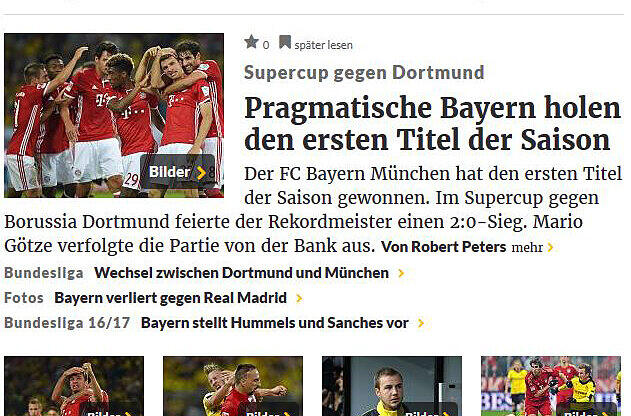 Bei "rp-online" hält man es wie der FC Bayern im Spiel um den Supercup: Pragmatisch!