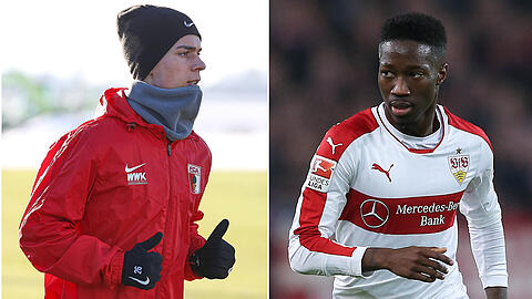 Weil Carlos Mané sogar operiert werden muss, hat der VfB Stuttgart reagiert und Erik Thommy vom FC Augsburg (links) verpflichtet.