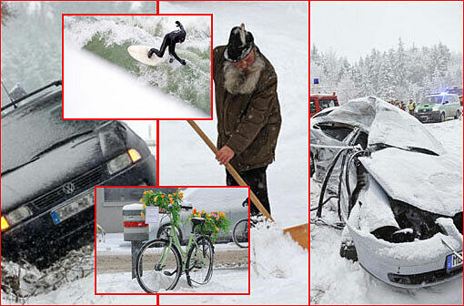 Der Winter ist zurück. Mit viel Eis und Schnee verursacht er viele Unfälle auch mit Toten; der Verkehr auf Bayerns Straßen kommt ins Trudeln. Der Wintereinbruch hat aber auch seine schönen Seiten - die Bilder aus Bayern