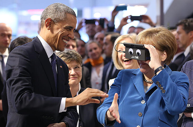 Bundeskanzlerin Angela Merkel und US-Präsident Barack Obama waren am Montag zu Besuch auf der Hannover Messe. Die Bilder.